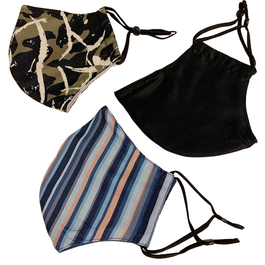 Face Mask in Cotton with 3 masculine prints