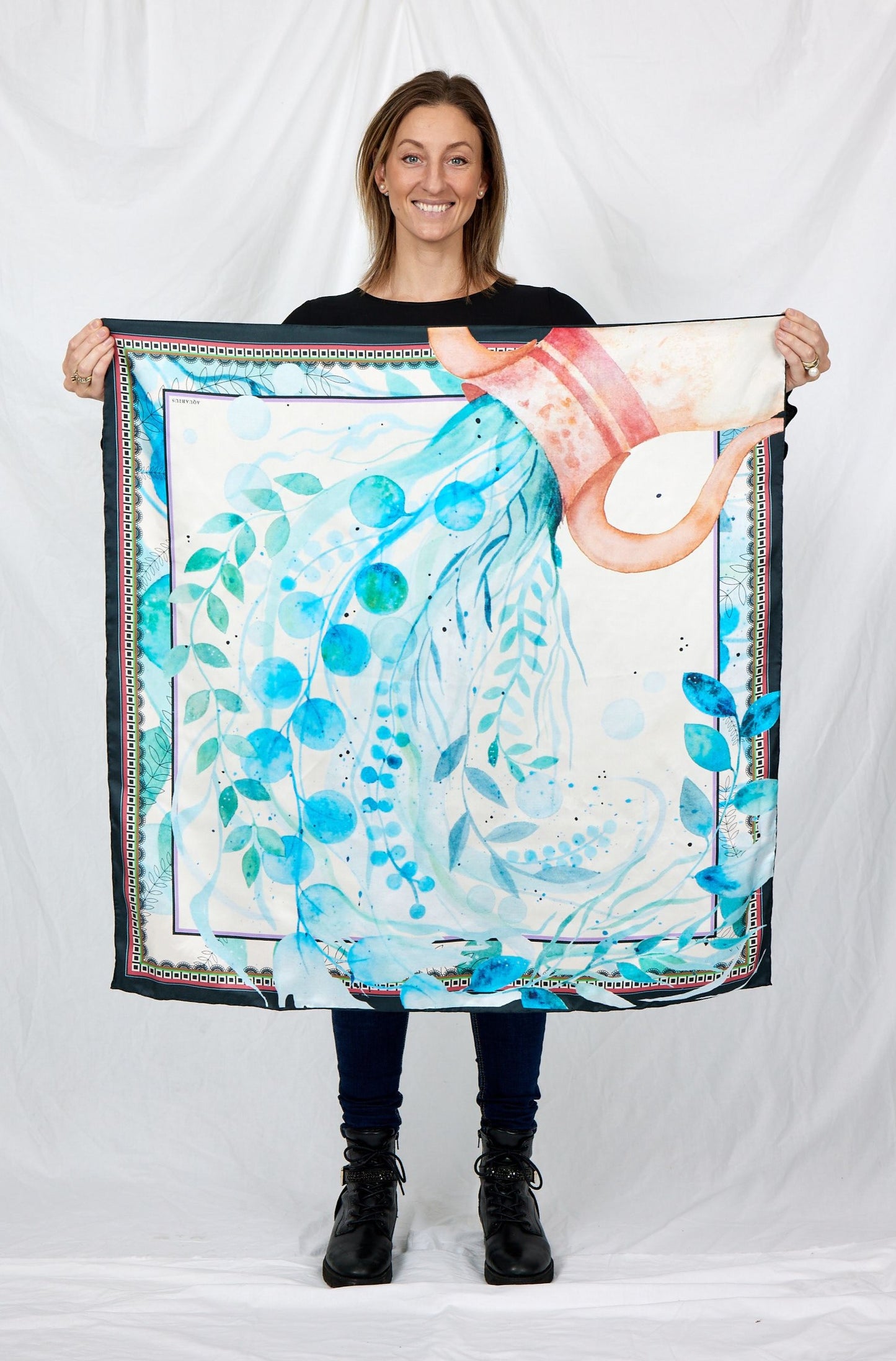 AQUARIUS ZODIAC Silk Scarf / BELLA & VOSS