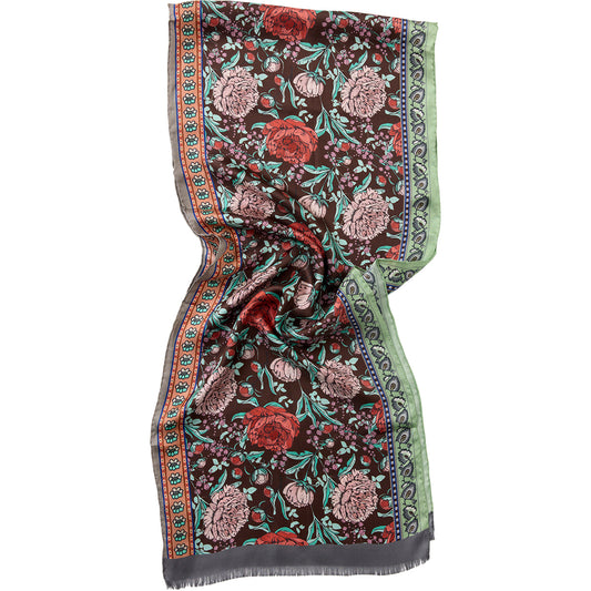 POETRY Silk Scarf | Taupe/Rose