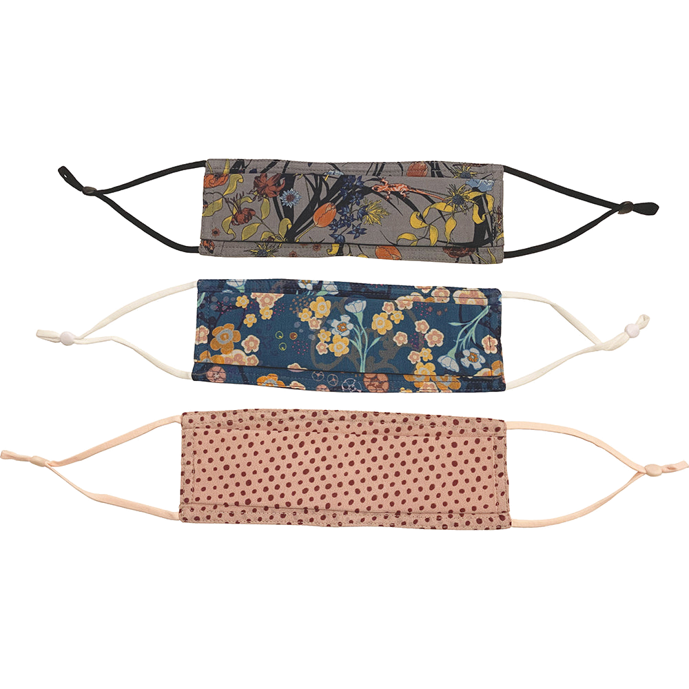 Mundbind i Bomuld med 3 feminine prints